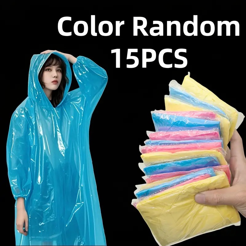Emergency Poncho Rain - Poncho de chuva transparente descartável de