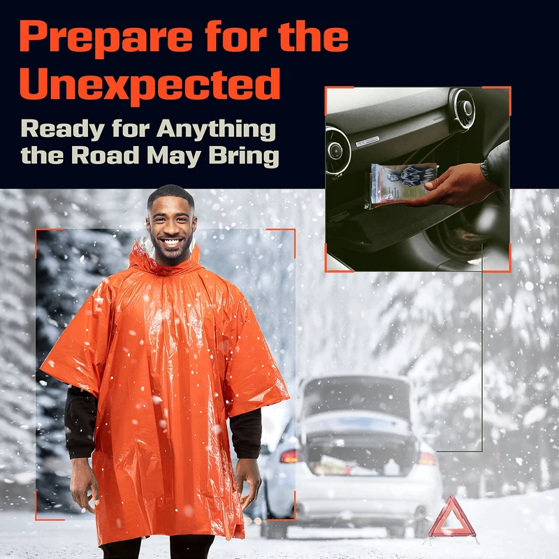 Emergency Poncho Rain - Poncho de Emergência com Capuz Revestido