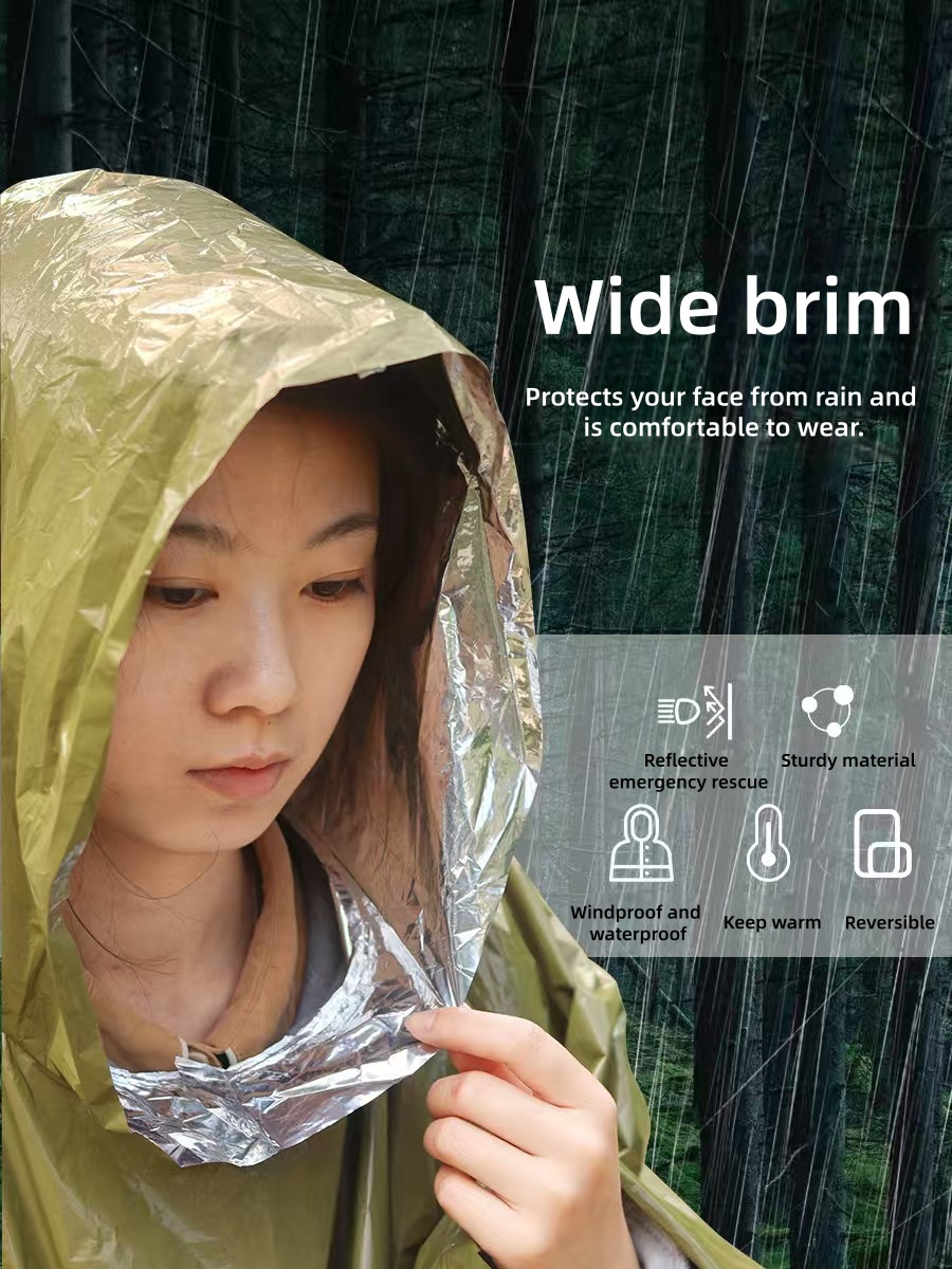 Survival Blanket Reflective - Capa de chuva de emergência portátil