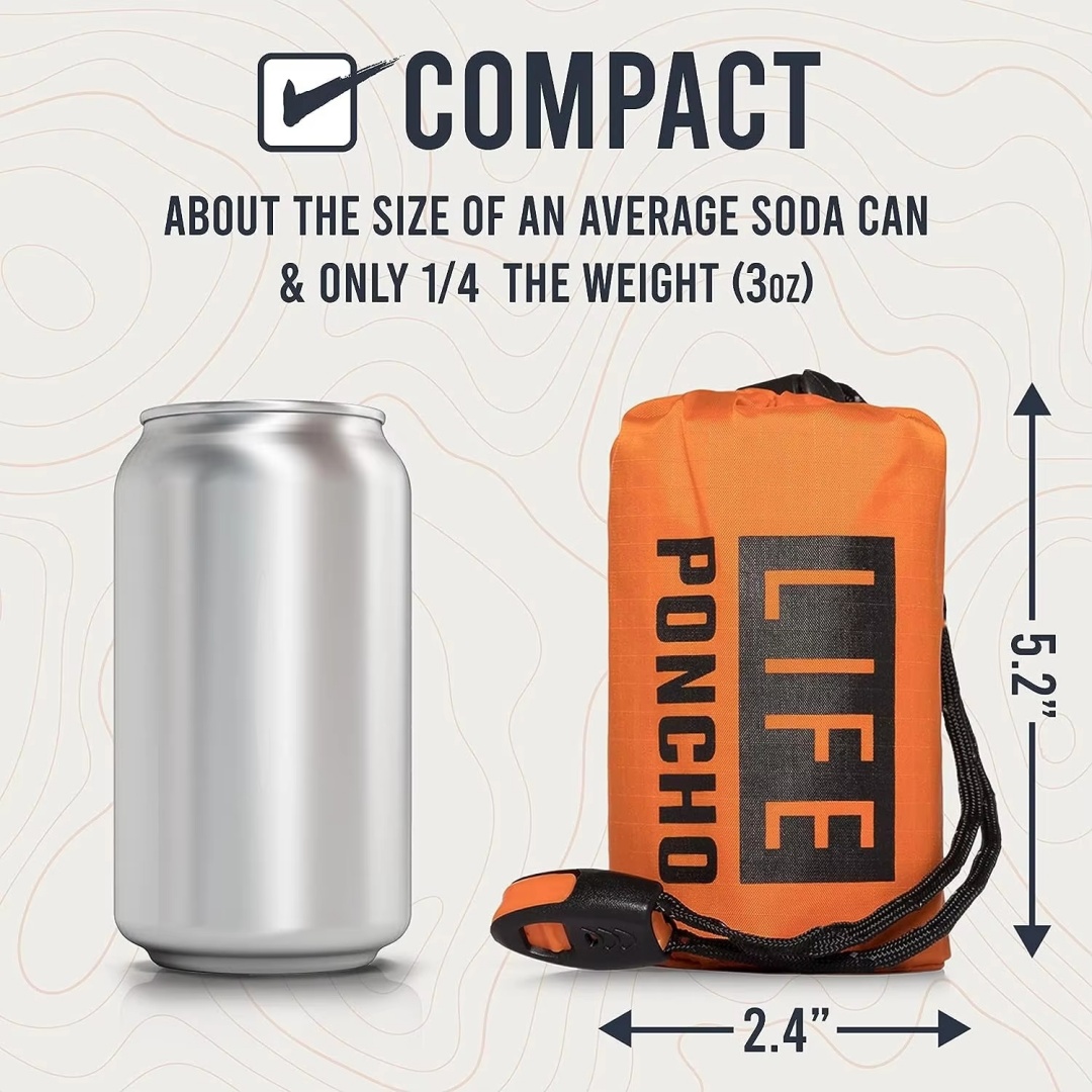 Survival Blanket Reflective - Vida poncho sobrevivência de emergência chuva