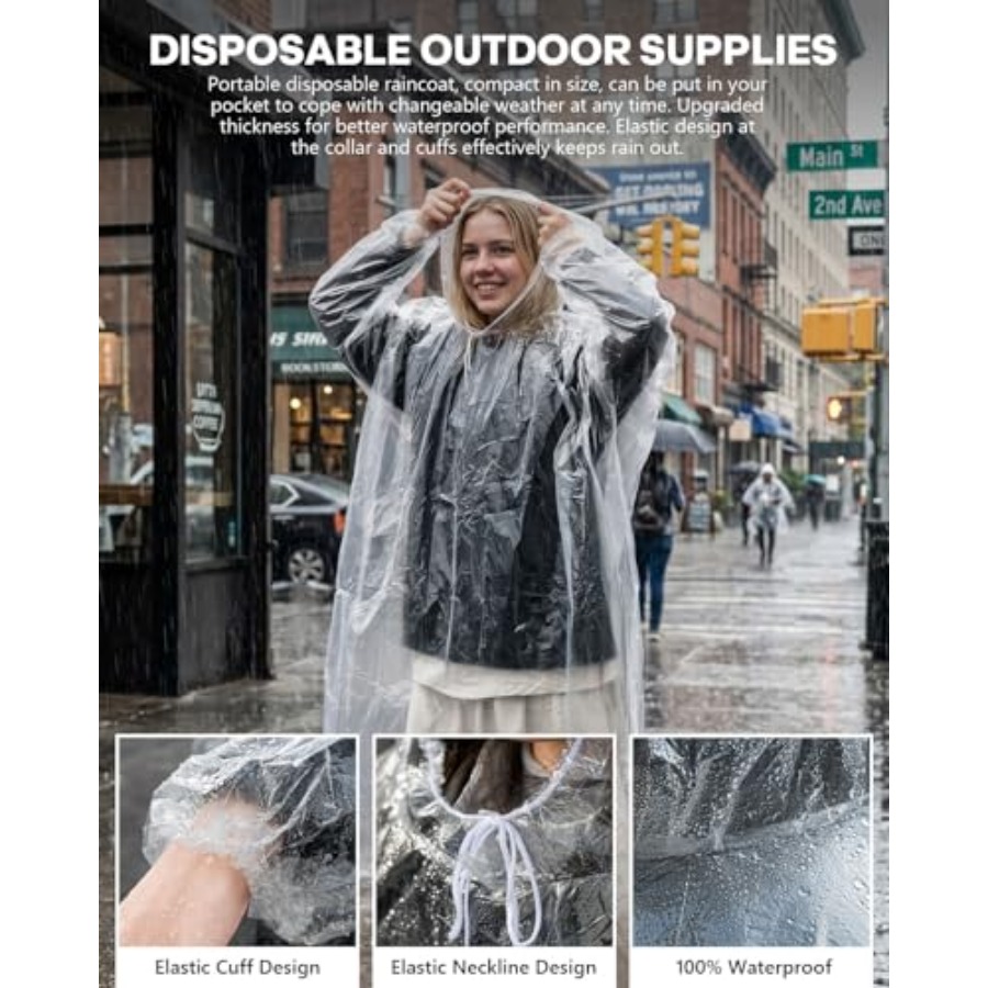 Ponchos de Chuva Descartáveis, - Emergency Poncho Rain avaliação e preço